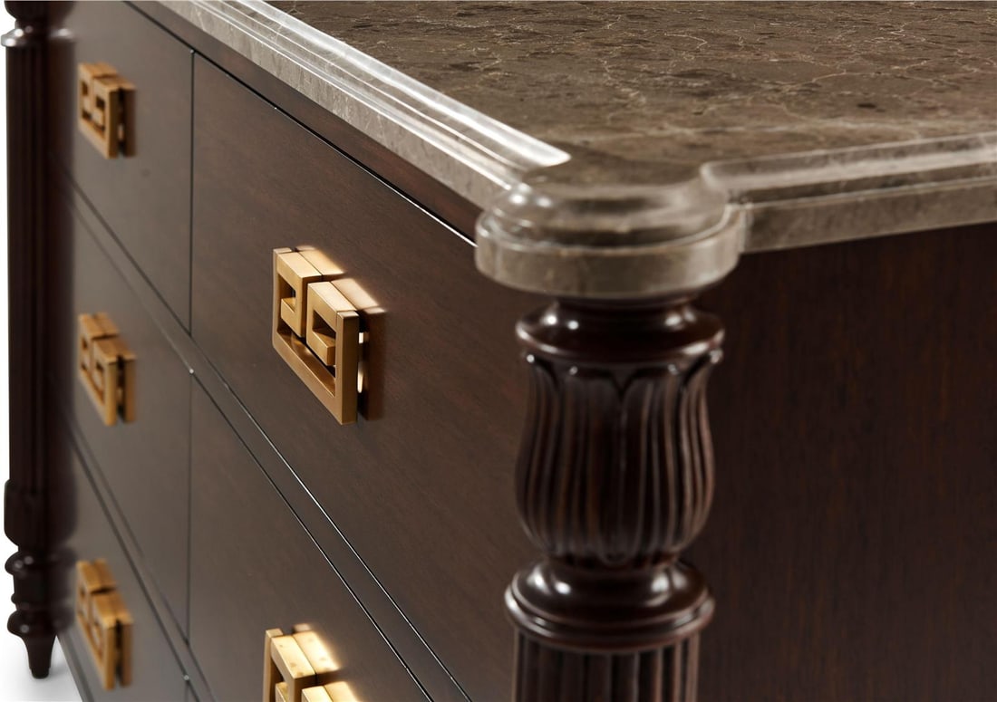 Rectangular Marble Veneer Commode Alexa Hampton Design by Theodore Alexander - 3