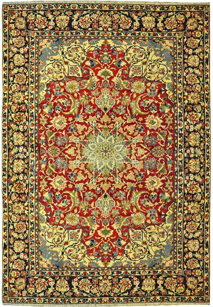 Persian Najaf Esfahan Wool Rug 8.4 x 10.10 Red Blue: Persian Najaf Esfahan Wool Rug 8.4 x 10.10 Red Blue Free continental US Shipping Discover the exquisite craftsmanship of this Persian Najaf Esfahan Wool Rug, featuring a vibrant red and blue color pal