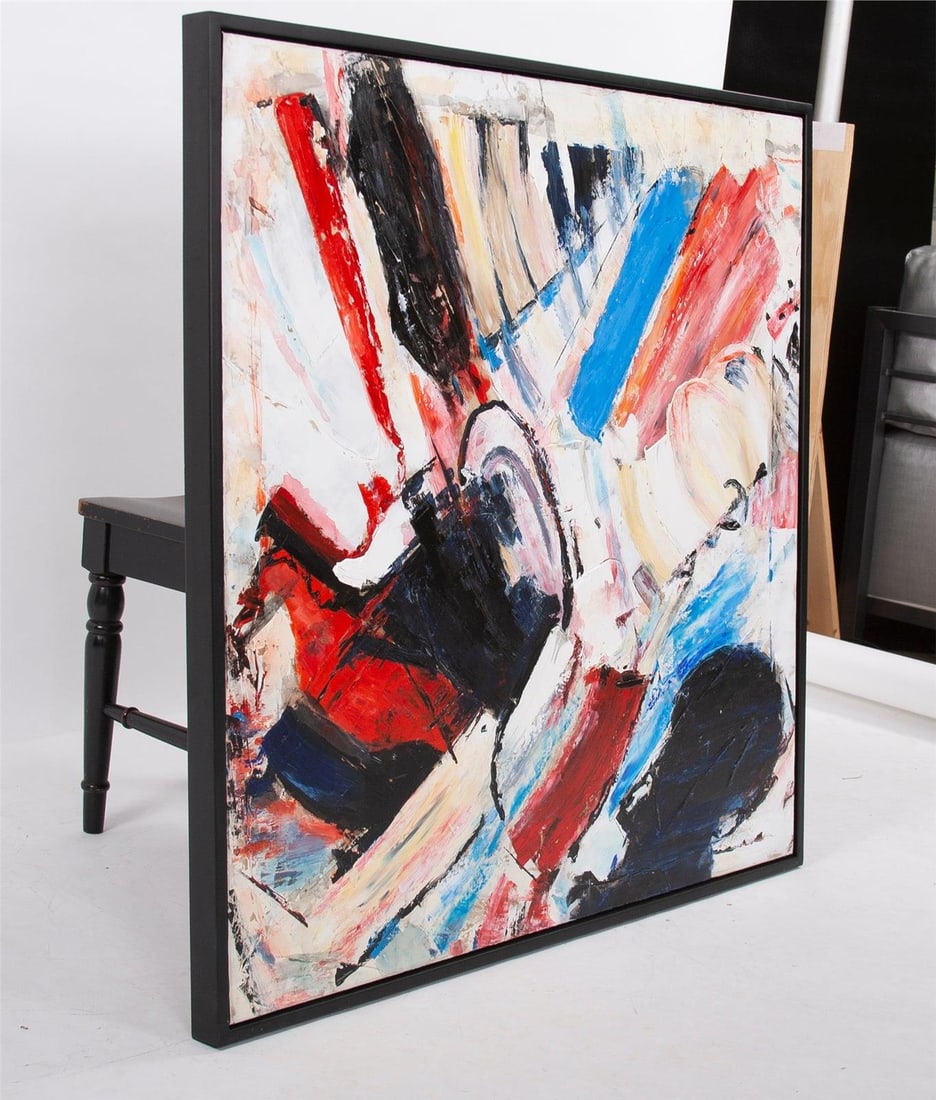 Howard Elliott Color Intersections Abstract Wall Art 40x40 Hand-Painted: Howard Elliott Color Intersections Abstract Wall Art 40x40 Hand-Painted This stunning hand-painted wall art titled 'Color Intersections' features a vibrant abstract design, perfect for enhancing any m