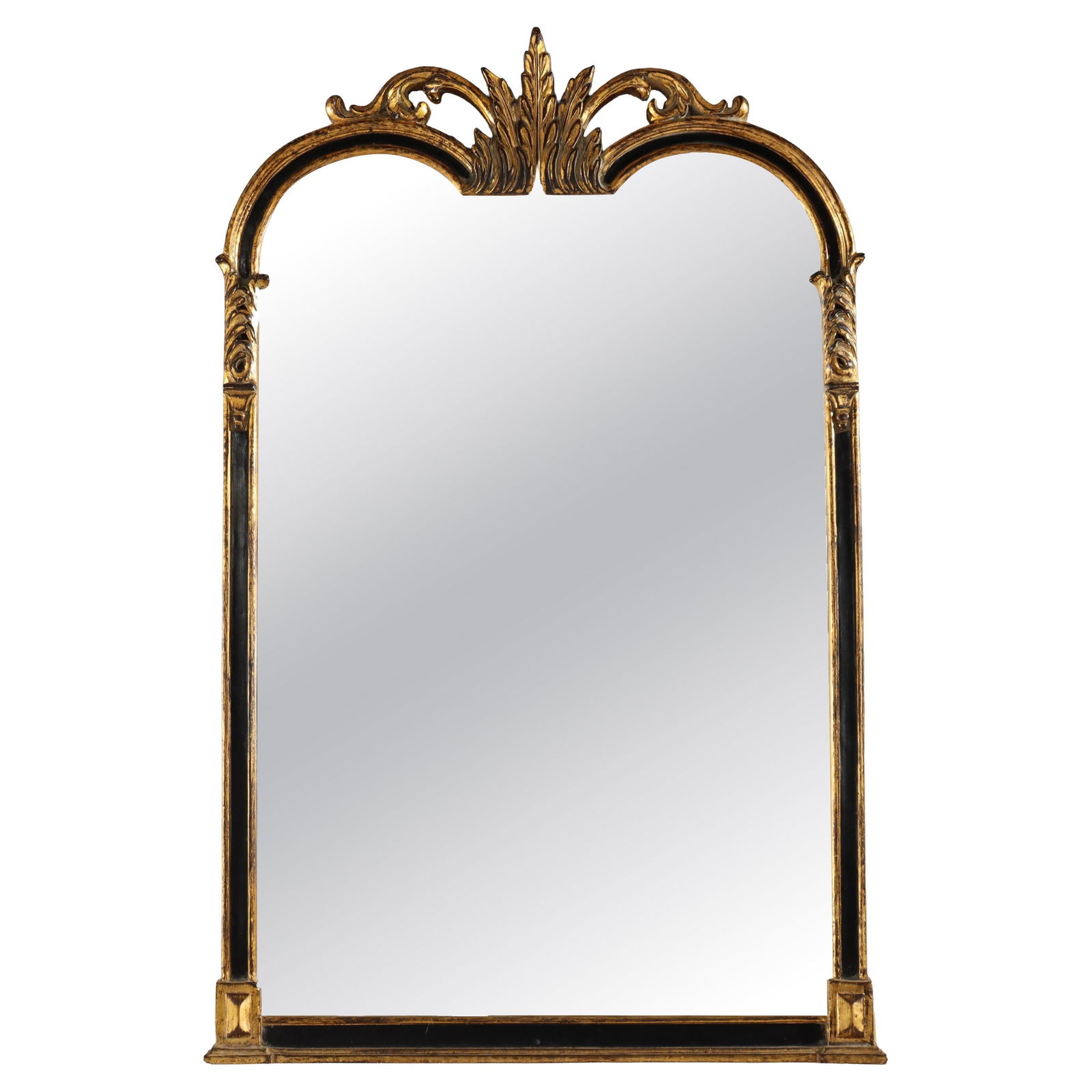 Arch Form Wall Mirror with Ebonized and Gilt Foliate Details 20th Century (1 of 10)