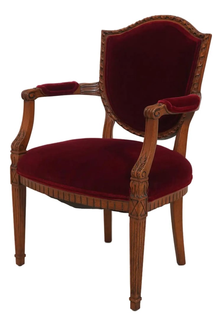 Elegant Federal Style Mohair Upholstered Armchair with Shield Back (1 of 10)