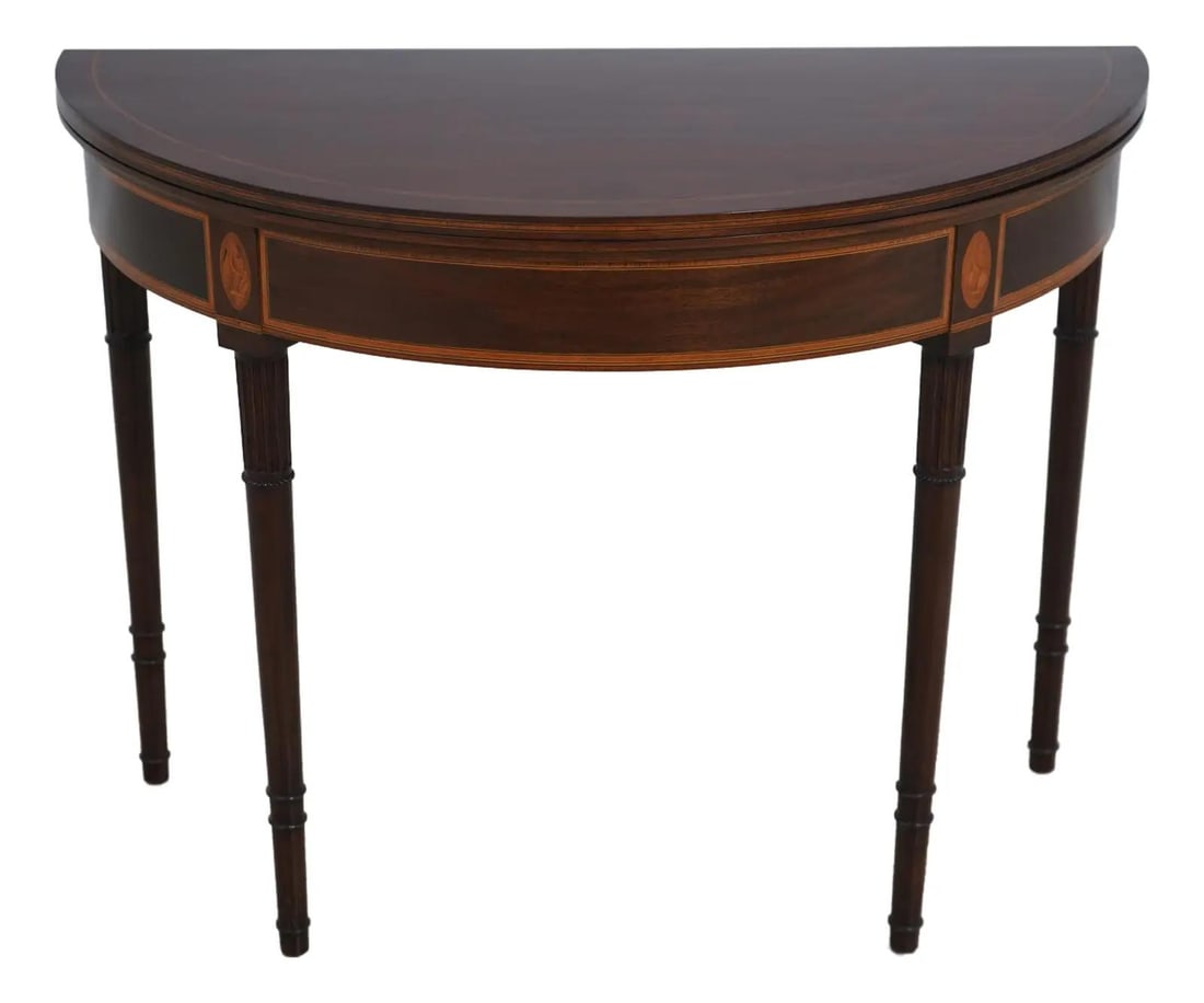 Antique Sheraton Style Inlaid Mahogany Games Table C.1890-1910 (1 of 10)