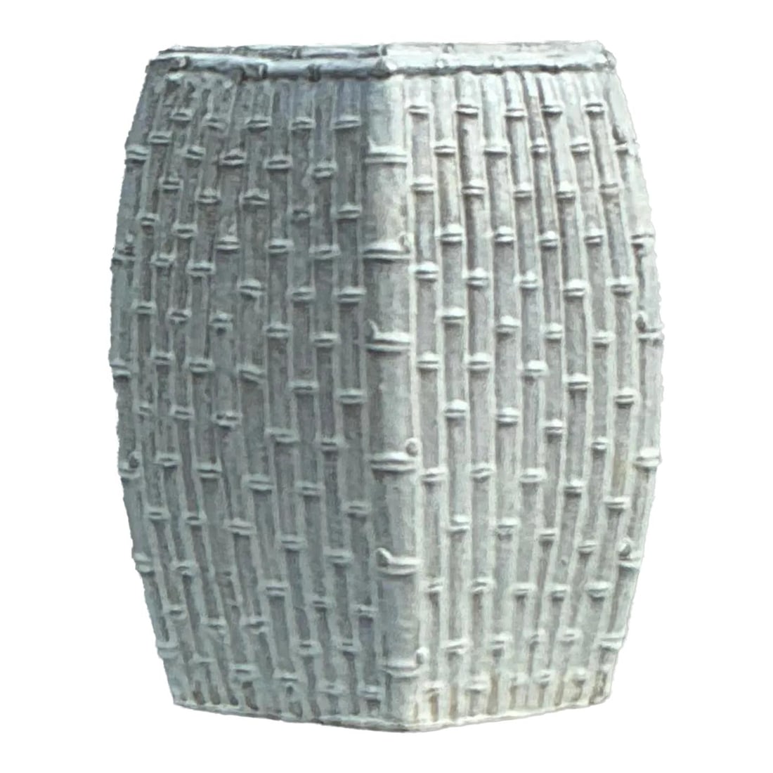 Vintage Glazed Ceramic Bamboo Low Stool Coastal Accent (1 of 4)