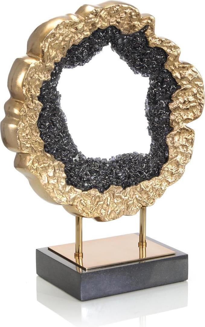 John-Richard Contemporary Black Geode Sculpture with Gold Accents (1 of 1)