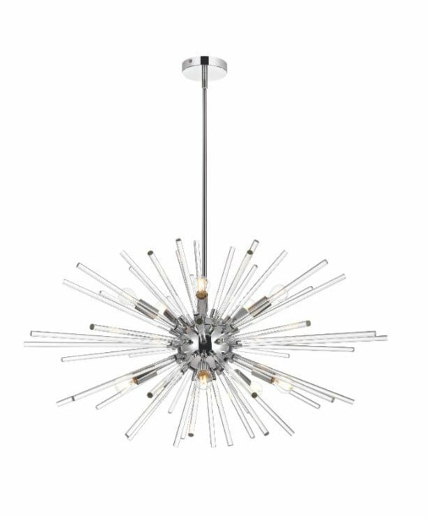 Sienna Sputnik Chandelier with 10 Lights Chrome Finish and Glass Rods 32 Inch Wide (1 of 9)