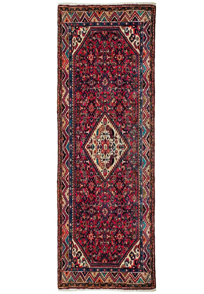 Vibrant 5 x 10.7 Red Semi-Antique Persian Herati Runner Handmade Wool Iran: Vibrant 5 x 10.7 Red Semi-Antique Persian Herati Runner Handmade Wool Iran Free continental US Shipping This stunning 5' x 10' 7" Red Semi-Antique Persian Herati Runner showcases the rich tradition of