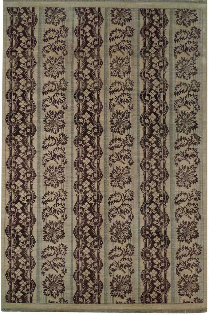 6' x 9' Carob Brown Transitional Chobi Peshawar Handmade Rug: 6' x 9' Carob Brown Transitional Chobi Peshawar Handmade Rug Free continental US Shipping Enhance your living space with the luxurious 6 x 9 Carob Brown Transitional Chobi Peshawar Rug. Handwoven by