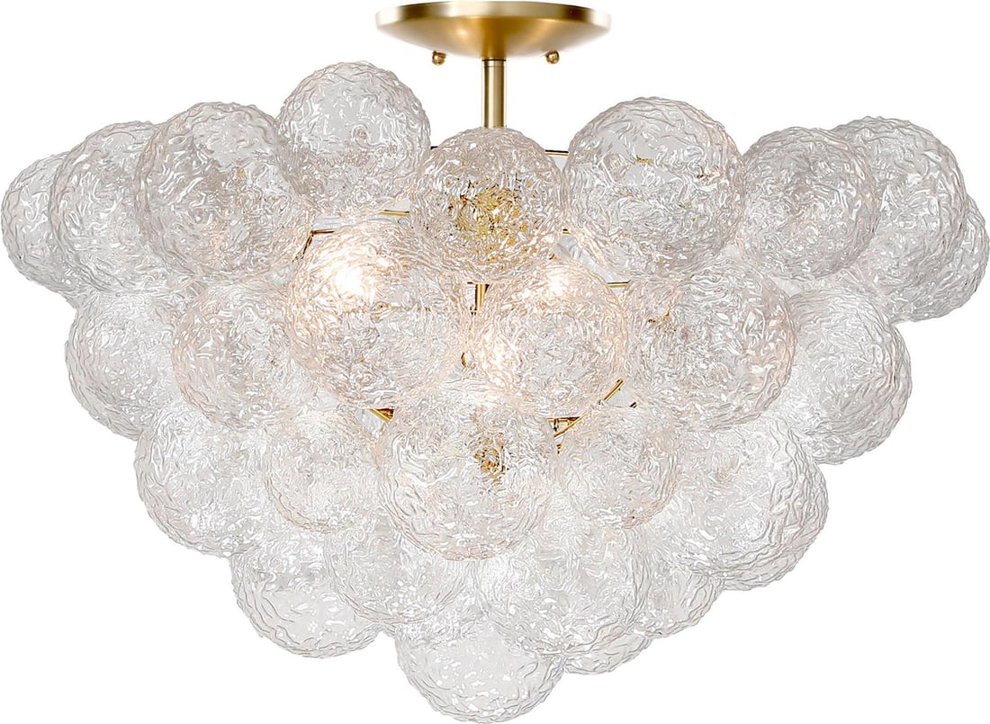 Terracotta Seraphina Flushmount Brass Glass Lighting 15H 25W 25D (1 of 7)