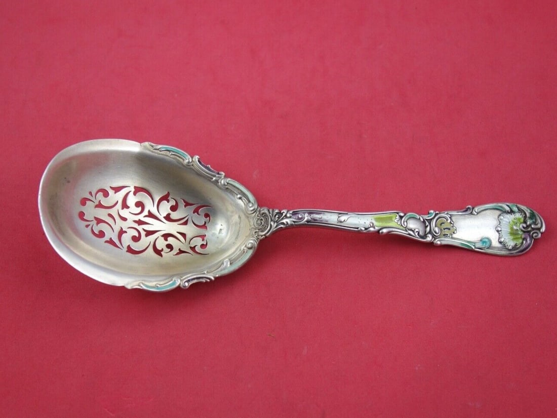 Gorham Hanover Sterling Silver Enameled Ice Spoon 8 3/4" Antique (1 of 2)
