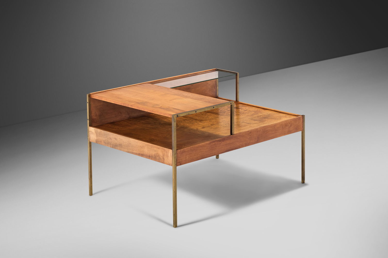 Milo Baughman Maple Brass Two-Tiered Sofa Table c. 1955 (1 of 9)