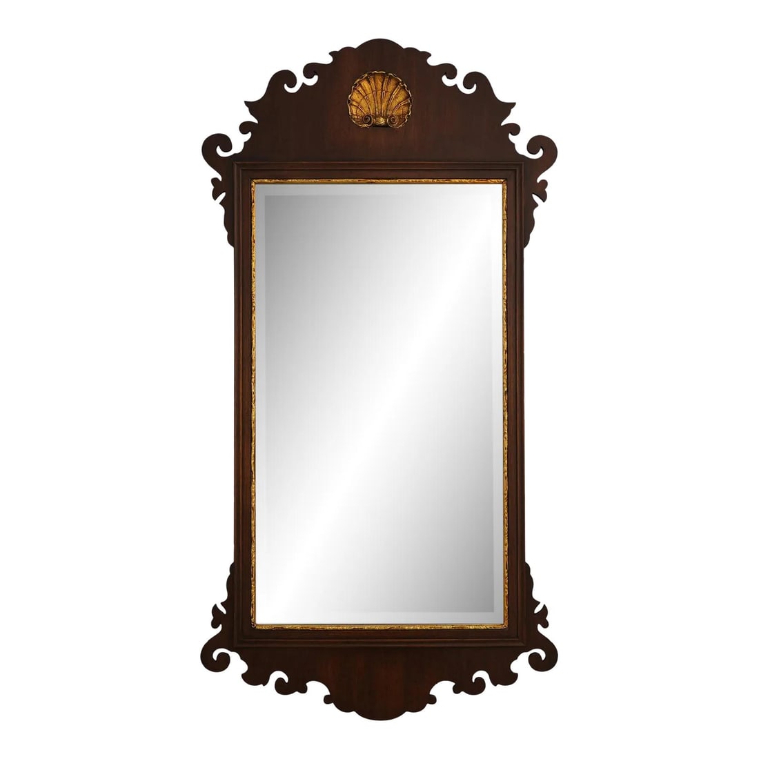 Friedman Brothers Chippendale Mahogany Mirror with Shell Carving and Gold Gilt Accents (1 of 10)