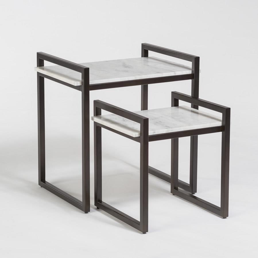 Alder Tweed Santa Barbara Nesting Tables with Cloud Marble Finish (1 of 3)