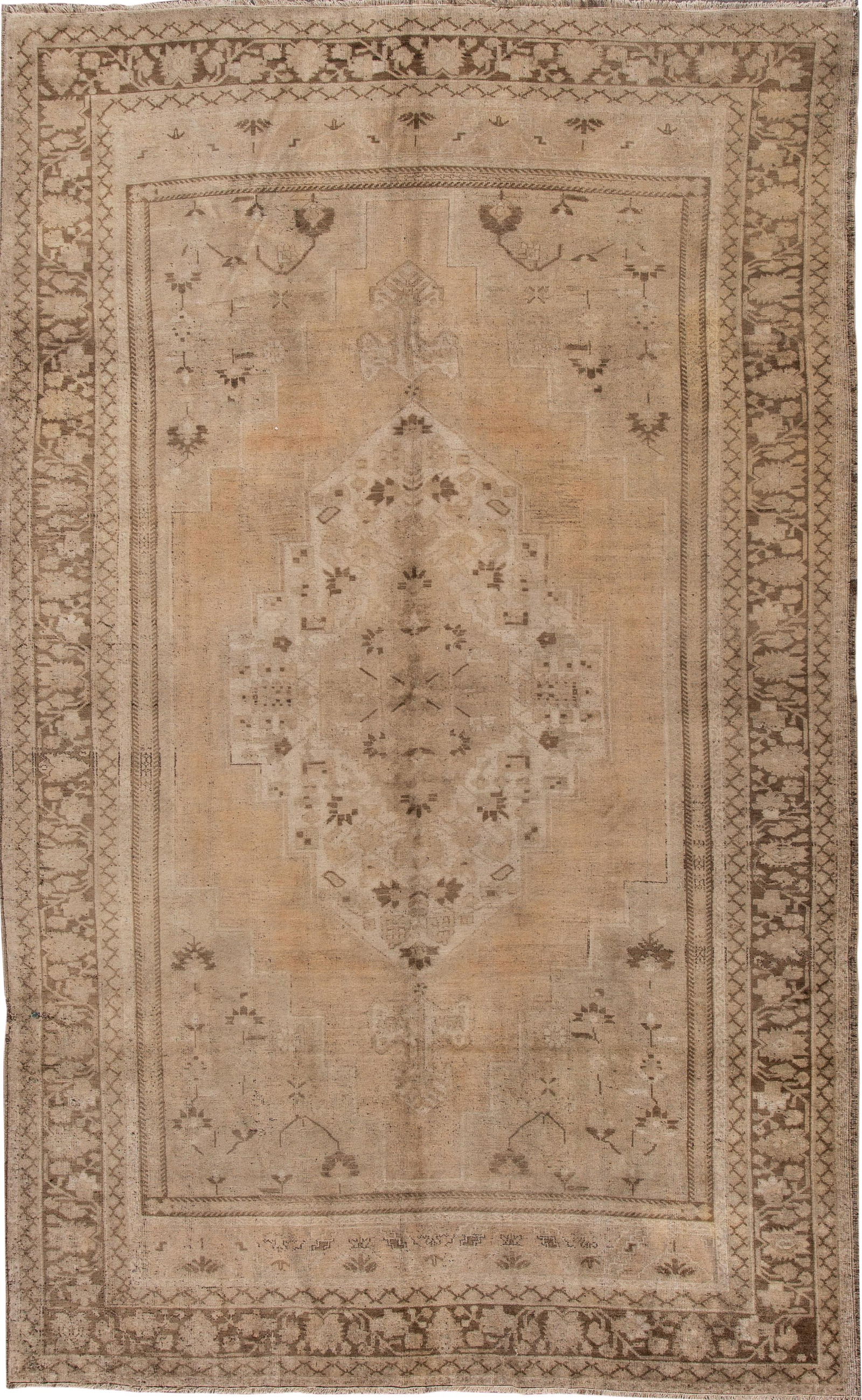 Antique Early 20th Century Khotan Wool Rug 7'6 x 12'2 Tan (1 of 10)