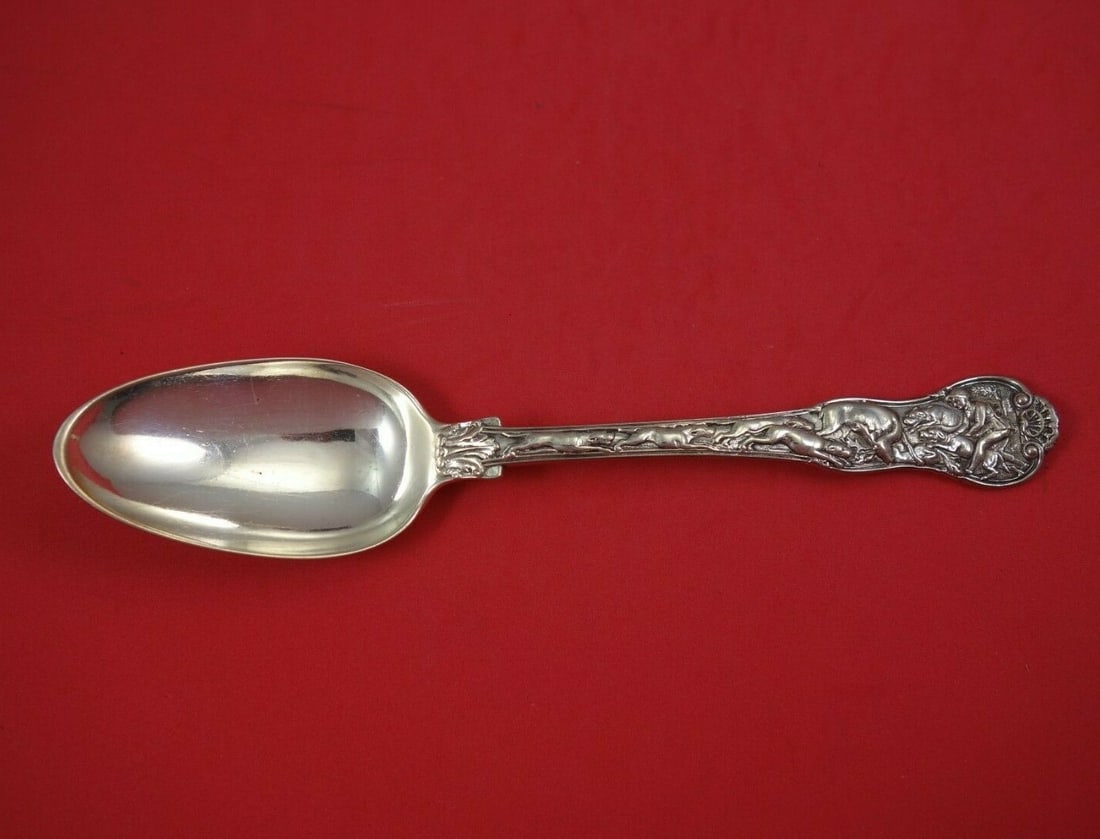 William Eaton Stag Hunt Sterling Silver Spoon Engraved Bird 8 7/8" (1 of 2)