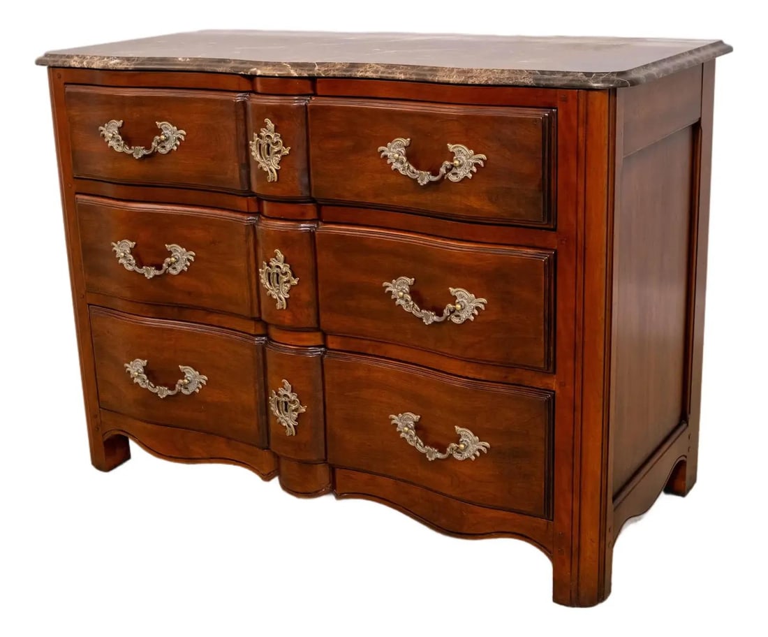 French Style Cherry Commode With Marble Top by Hickory Chair Co (1 of 10)