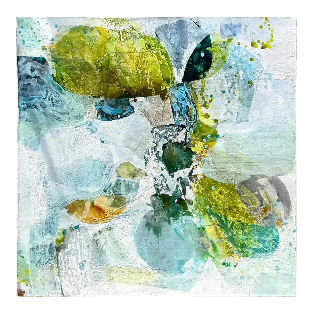 Vintage Boho Original Abstract Oil Painting 50x50 Canvas: Vintage Boho Original Abstract Oil Painting 50x50 Canvas Transform your space with this Vintage Boho Original Abstract Oil Painting on Canvas, a striking piece that brings together vibrant greens, cal