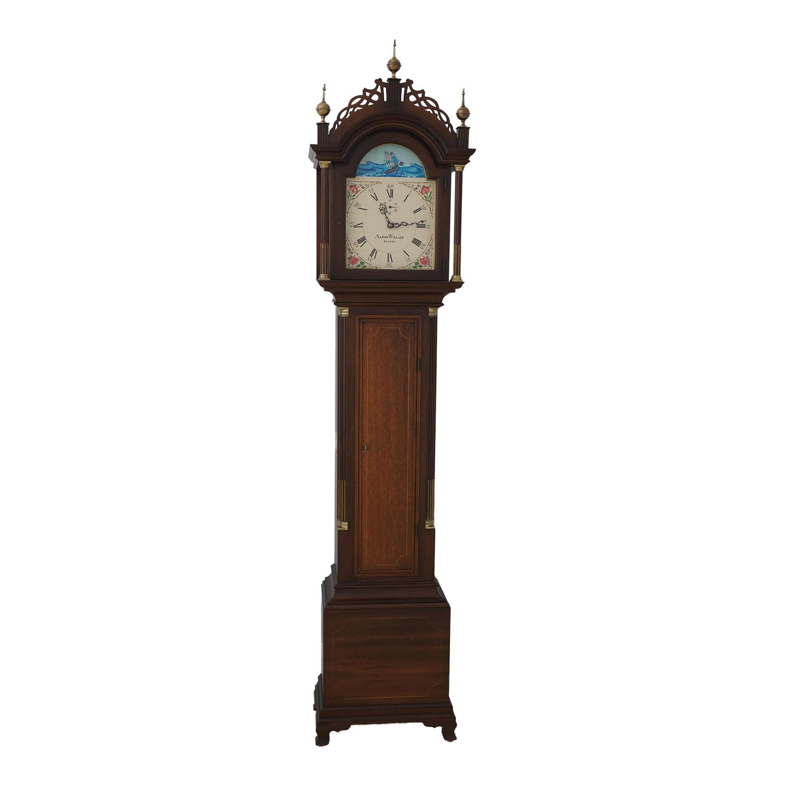 Colonial Aaron Willard Mahogany Grandfather Clock with Moon Dial (1 of 10)