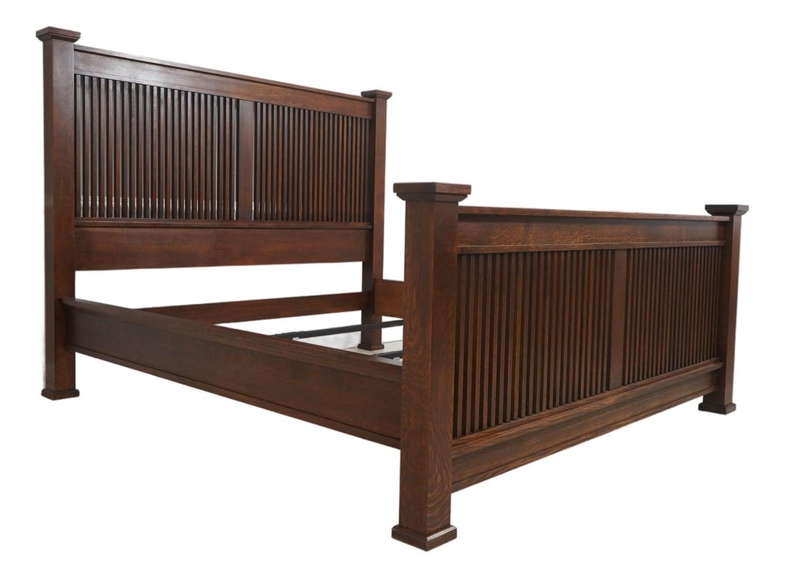 King Spindle Bed in Mission Oak Style Model 89-684 by Stickley (1 of 10)