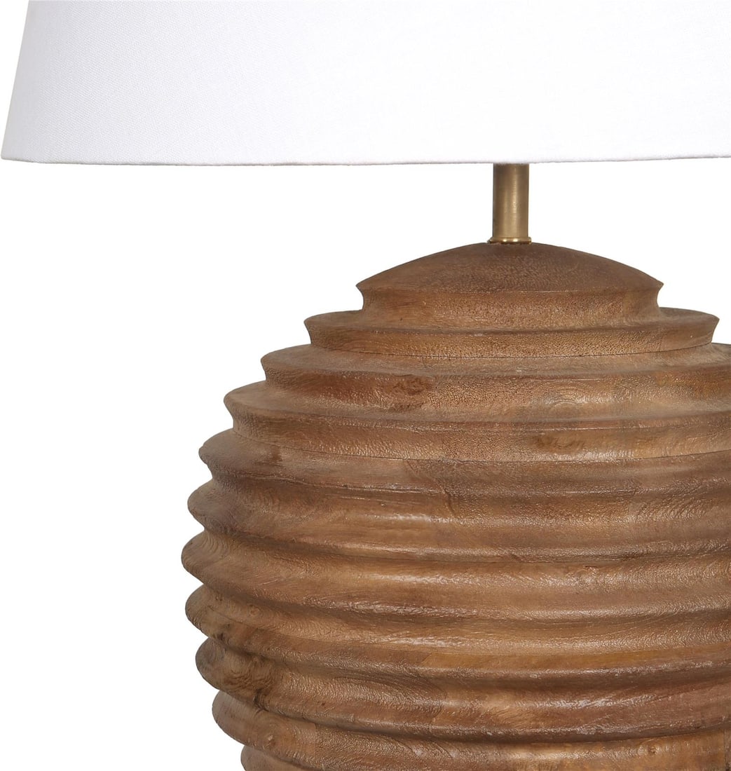 Ivory Table Lamp with Brass and Mango Wood Base 21.5 Inch Taos Collection (1 of 3)