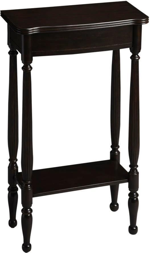 Butler Compact Black Whitney Console Table Transitional Style Carved Design: Butler Compact Black Whitney Console Table Transitional Style Carved Design Elevate your living space with the Compact Black Whitney Console Table, designed by Butler. This elegant table features a sl