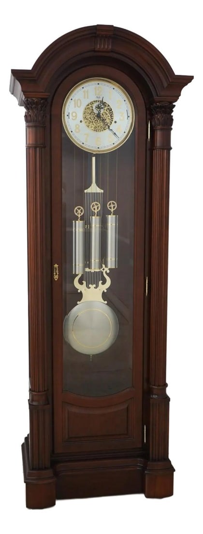 Sligh Empire Dome Top Grandfather Clock Cherry Wood Beveled Glass Multi Chime (1 of 10)