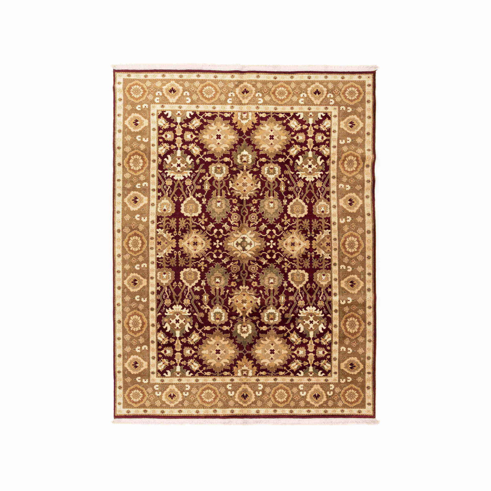 Authentic Handmade Usak Wool Carpet 80.3 x 105.9 Inches: Authentic Handmade Usak Wool Carpet 80.3 x 105.9 Inches Experience the warmth and artistry of this Authentic Handmade Usak Carpet, meticulously crafted from high-quality wool on wool. This exquisite p