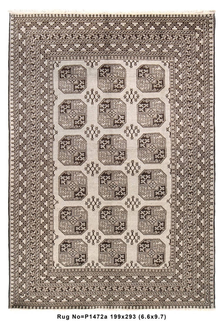 6.6 x 9.7 Hand-Knotted Wool Akhcha Pattern Afghan Rug (1 of 8)