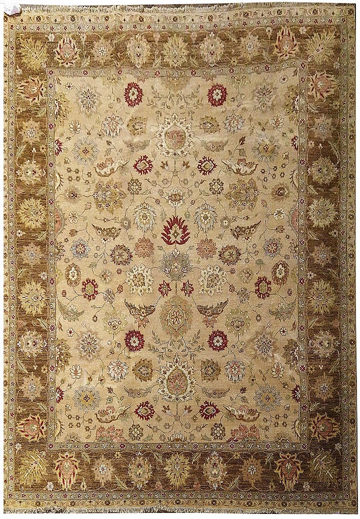 8 x 9.10 Hand-Knotted Natural Wool Area Rug Tan Brown (1 of 9)