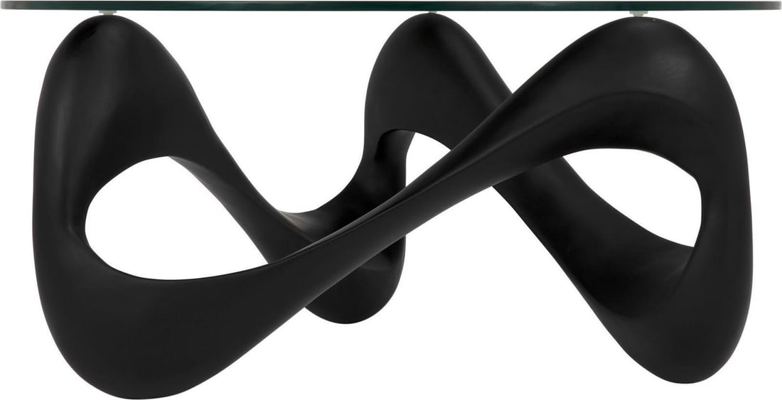 Noir Orion Black Resin Coffee Table 17H x 35.5W x 35.5D: Noir Orion Black Resin Coffee Table 17H x 35.5W x 35.5D Elevate your living space with the Sophisticated Orion Resin Coffee Table. This striking piece features a sleek black finish made from a combina