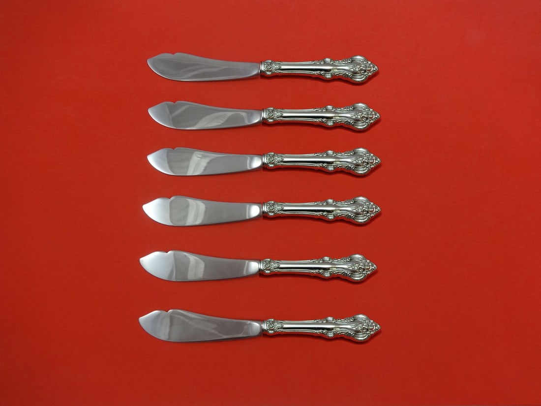 Towle El Grandee Sterling Silver Trout Knife Set 6pc Custom Made: Towle El Grandee Sterling Silver Trout Knife Set 6pc Custom Made Elevate your dining experience with the exquisite El Grandee Trout Knife Set by Towle. This 6-piece set features beautifully crafted kn