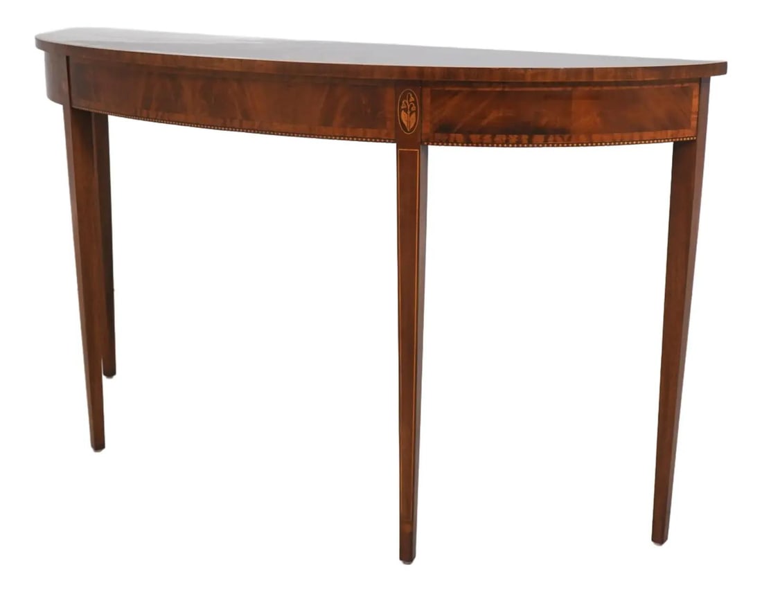Mahogany Hall Console Table with Inlaid Detailing and Tapered Legs (1 of 10)