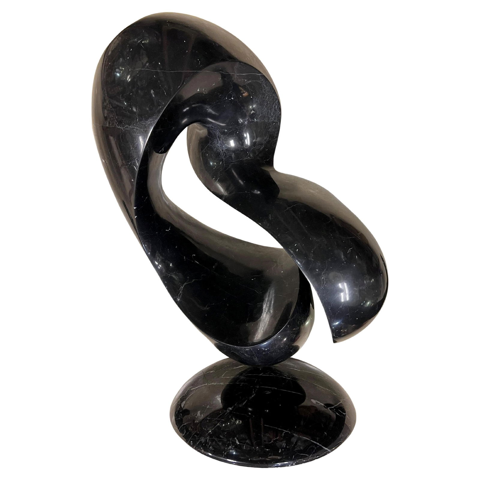 1984 Ellen Brenner Sorensen Abstract Black Marble Sculpture 31 Inch Height: 1984 Ellen Brenner Sorensen Abstract Black Marble Sculpture 31 Inch Height This large abstract sculpture by Ellen Brenner Sorensen features a striking mid-century modern design crafted from black marb