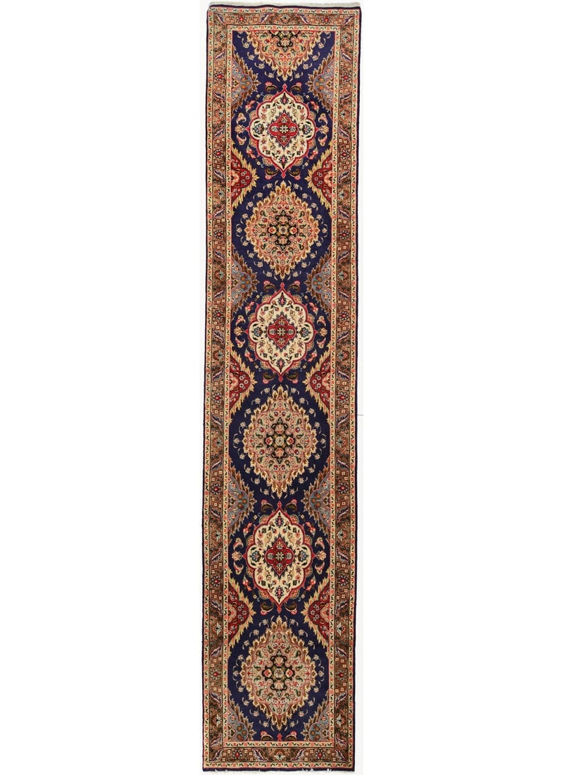 Vintage Hand-Knotted Wool Floral Runner Rug 3'1 x 15'6 (1 of 11)