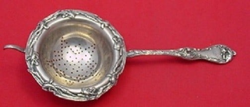 Reed and Barton Les Cinq Fleurs Sterling Silver Tea Strainer with Poppy Bowl (1 of 1)