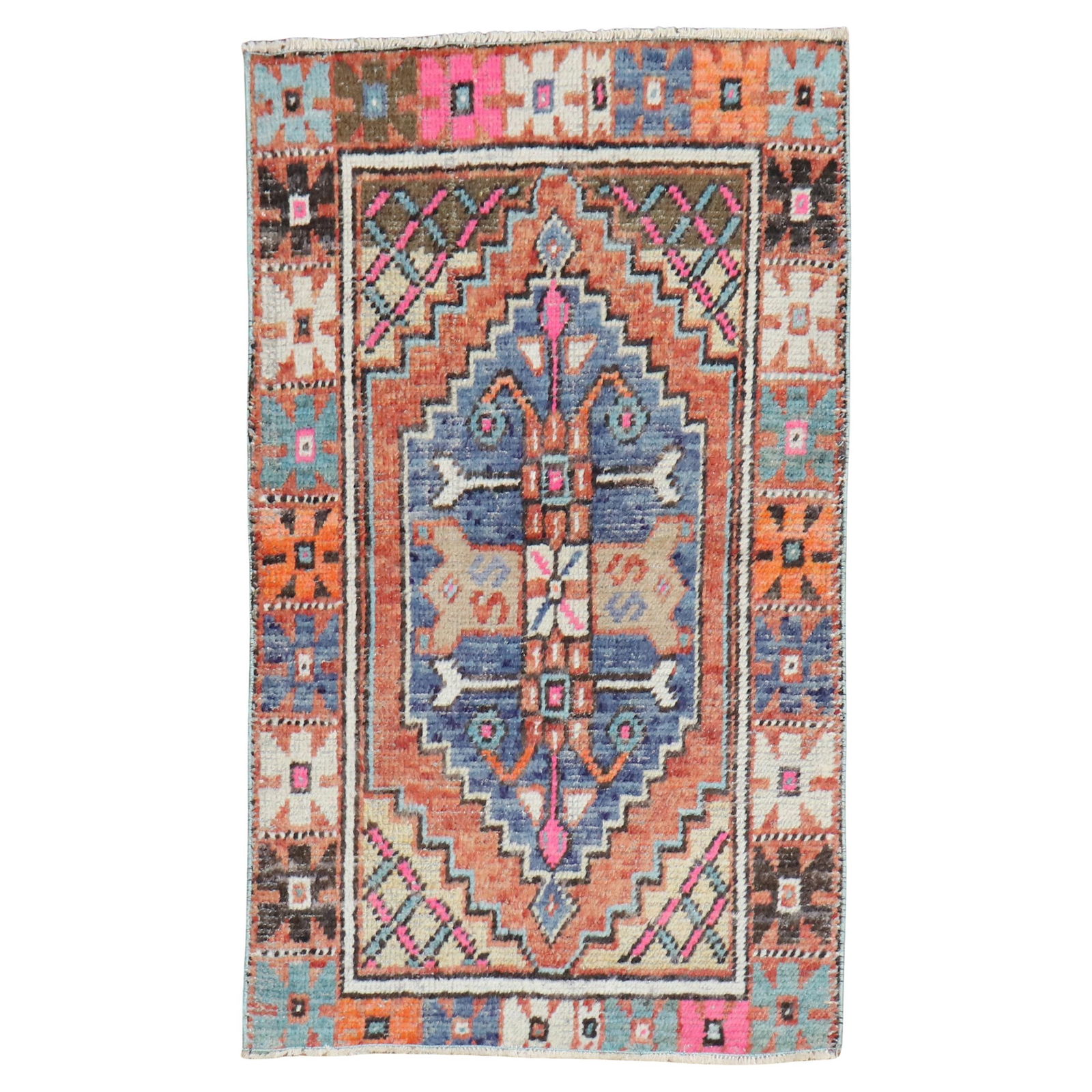 Vintage Turkish Hand-Knotted Orange Anatolian Rug 29 x 46 (1 of 9)