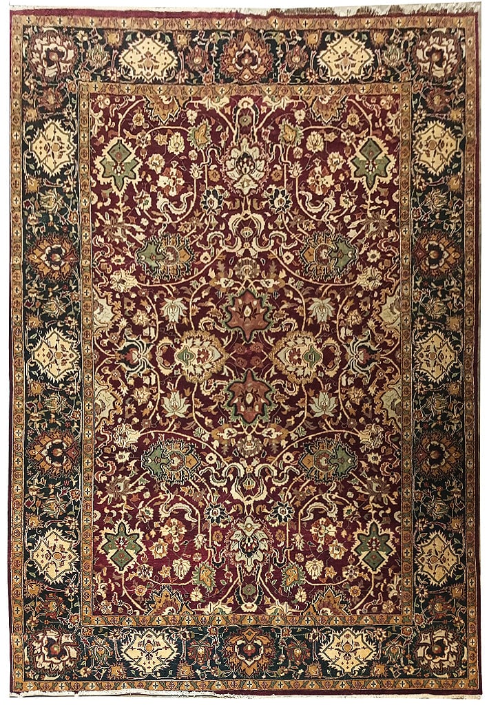 12 x 18.1 Jaipur Wool Area Rug Burgundy Black Hand-Knotted (1 of 9)