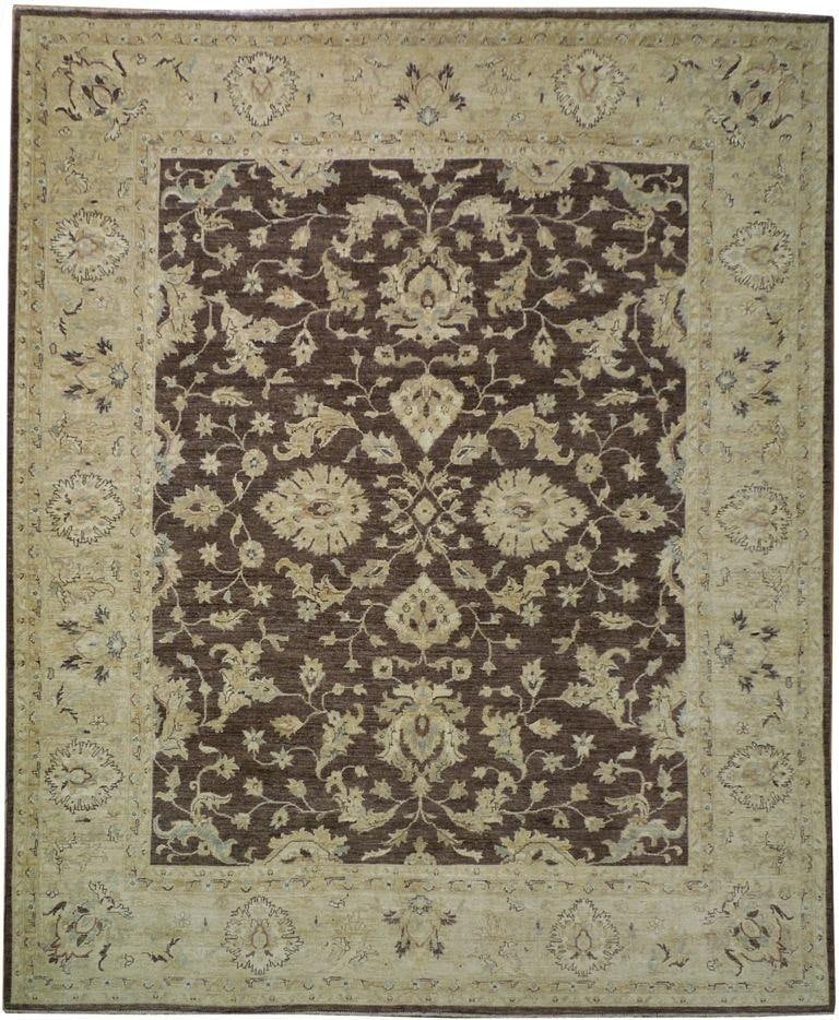 Luxurious 8'2 x 9'9 Hand-Crafted Brown Neutral Chobi Peshawar Rug: Luxurious 8'2 x 9'9 Hand-Crafted Brown Neutral Chobi Peshawar Rug Free continental US Shipping Elevate your living space with this exquisite 8' 2" x 9' 9" Brown Neutral Chobi Peshawar Rug. Handcrafted