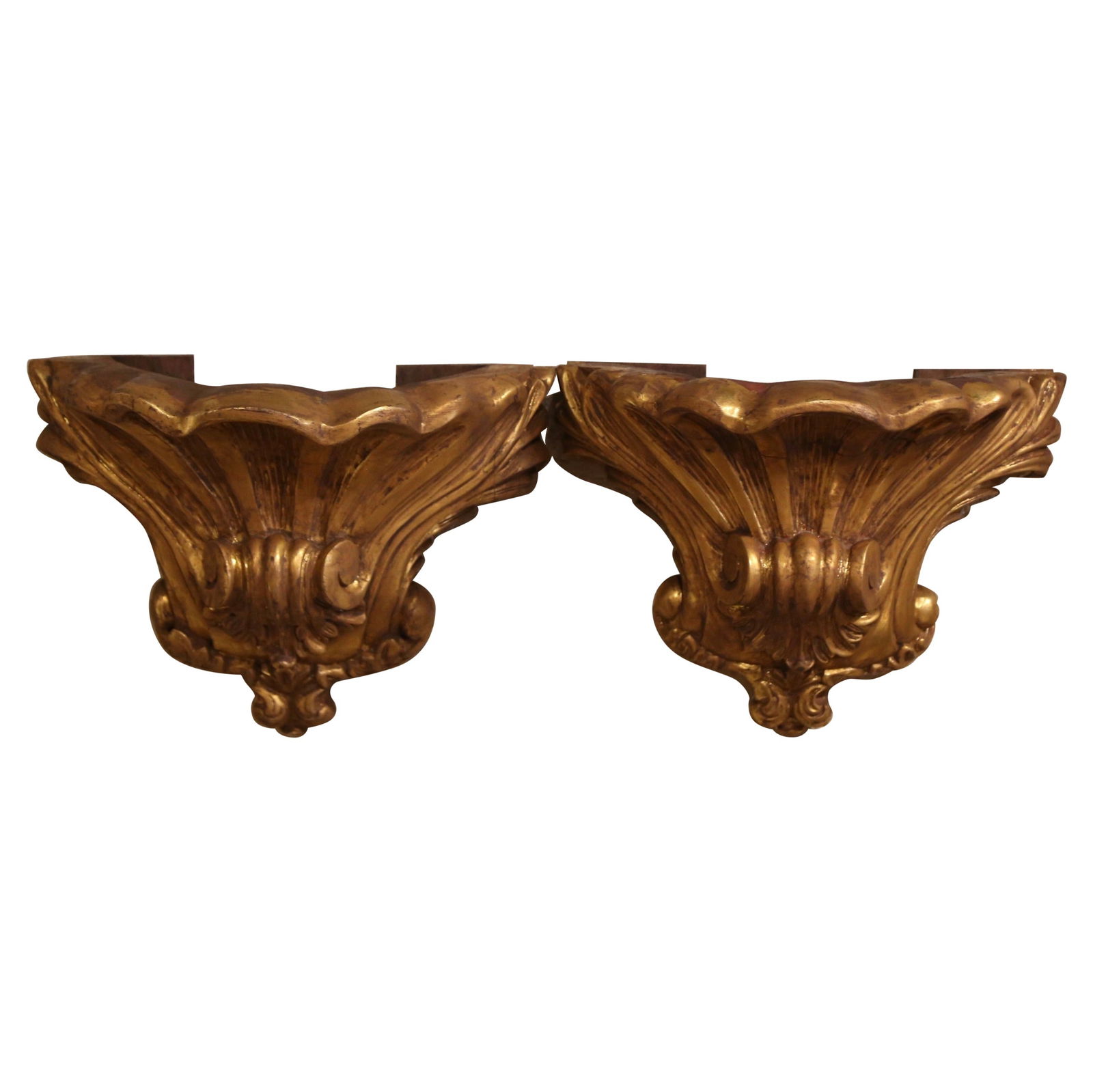 19th Century Louis XV Hand-Carved Giltwood Wall Brackets Set of 2 (1 of 8)