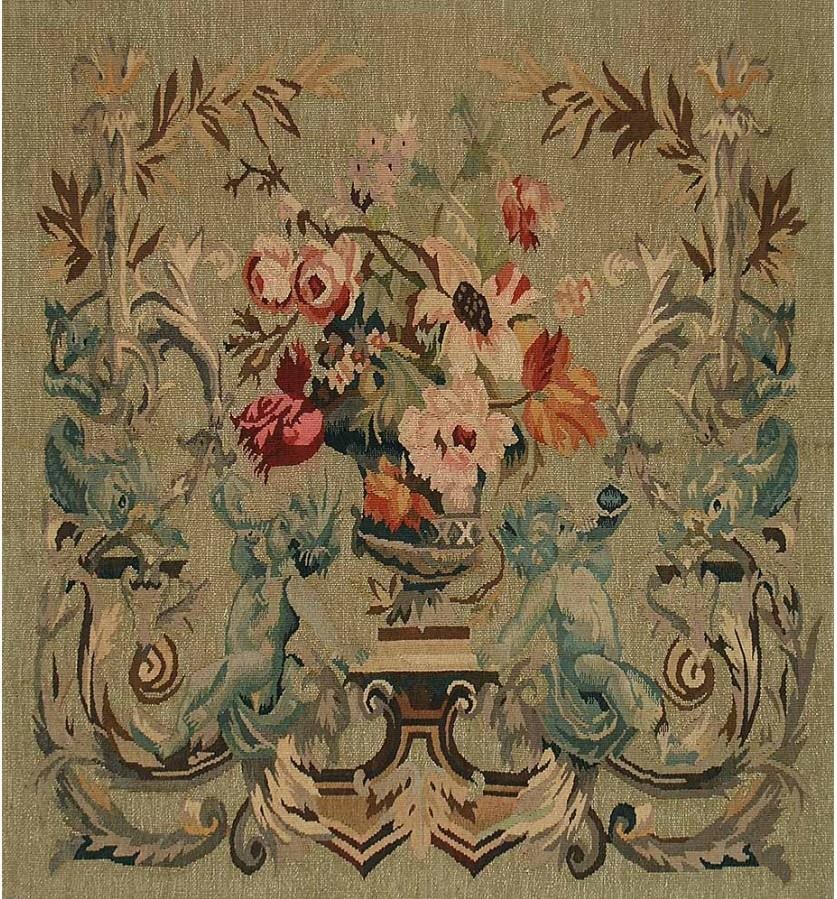 Provence Home Classic Aubusson Ecru Wool Tapestry 36x36 (1 of 2)