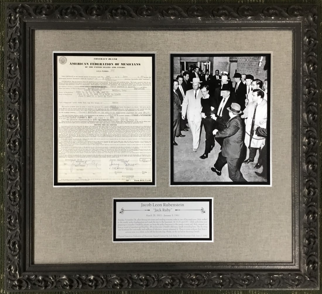 Jack Ruby Signed 1960 Sovereign Club Contract Custom Framed with JSA LOA (1 of 7)