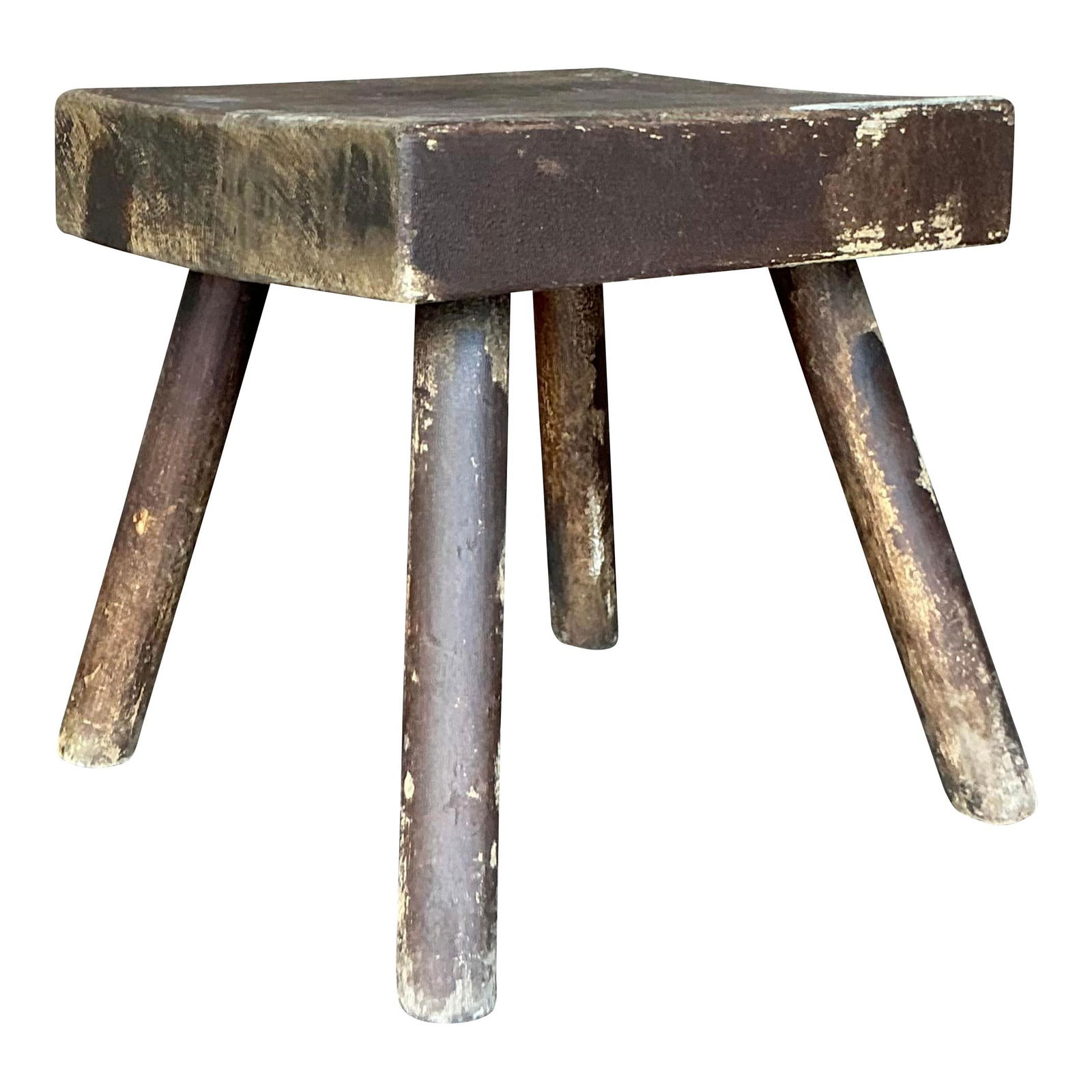 Handcrafted Vintage Boho Primitive Wooden Stool 12.25 x 12.25 x 11.75 Coffee (1 of 5)