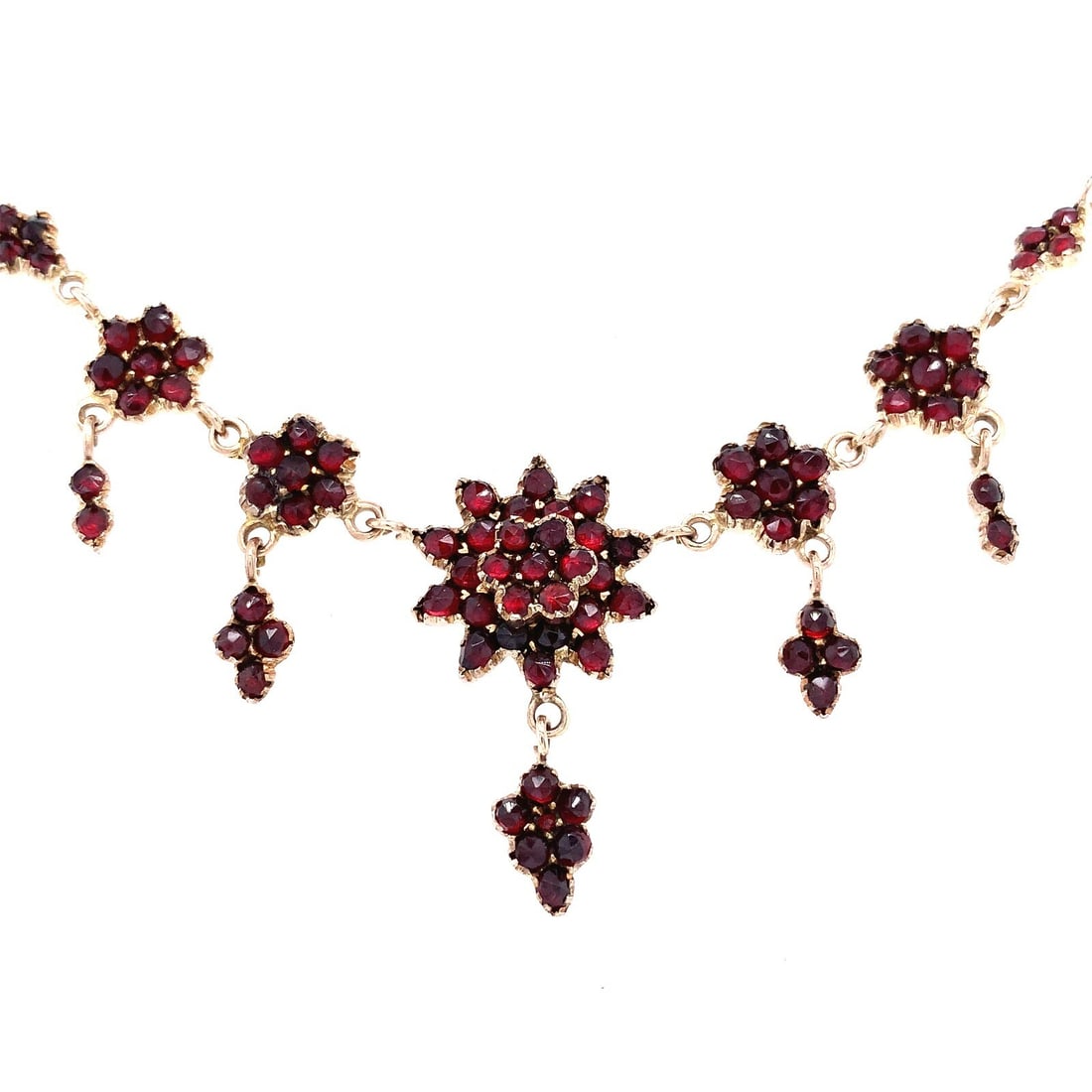 Victorian Bohemian Garnet Necklace with Rosettes Authentic GIA Certified (1 of 11)