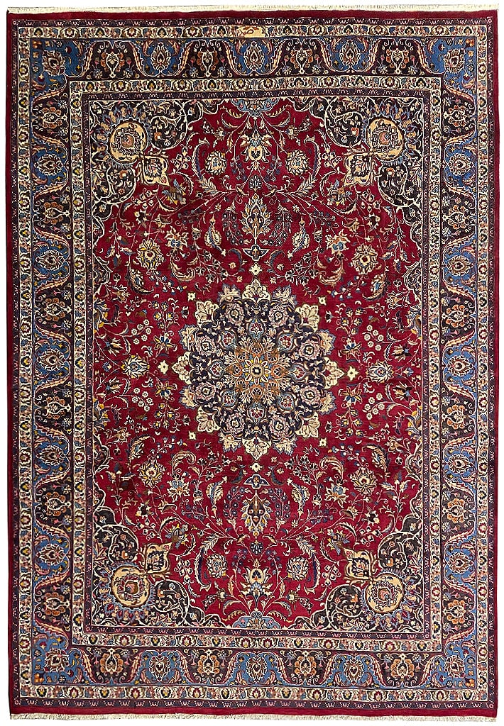 Persian Handmade Wool Rug 9.9 x 13.0 Feet Signed: Persian Handmade Wool Rug 9.9 x 13.0 Feet Signed Free continental US Shipping Enhance your home decor with this exquisite Persian handmade wool rug, measuring 9.9 x 13.0 feet. This rug showcases intri