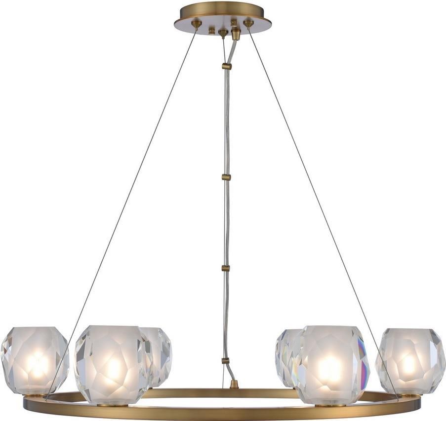 Kalco Stella 6-Light Pendant in Winter Brass Art Deco Style (1 of 1)