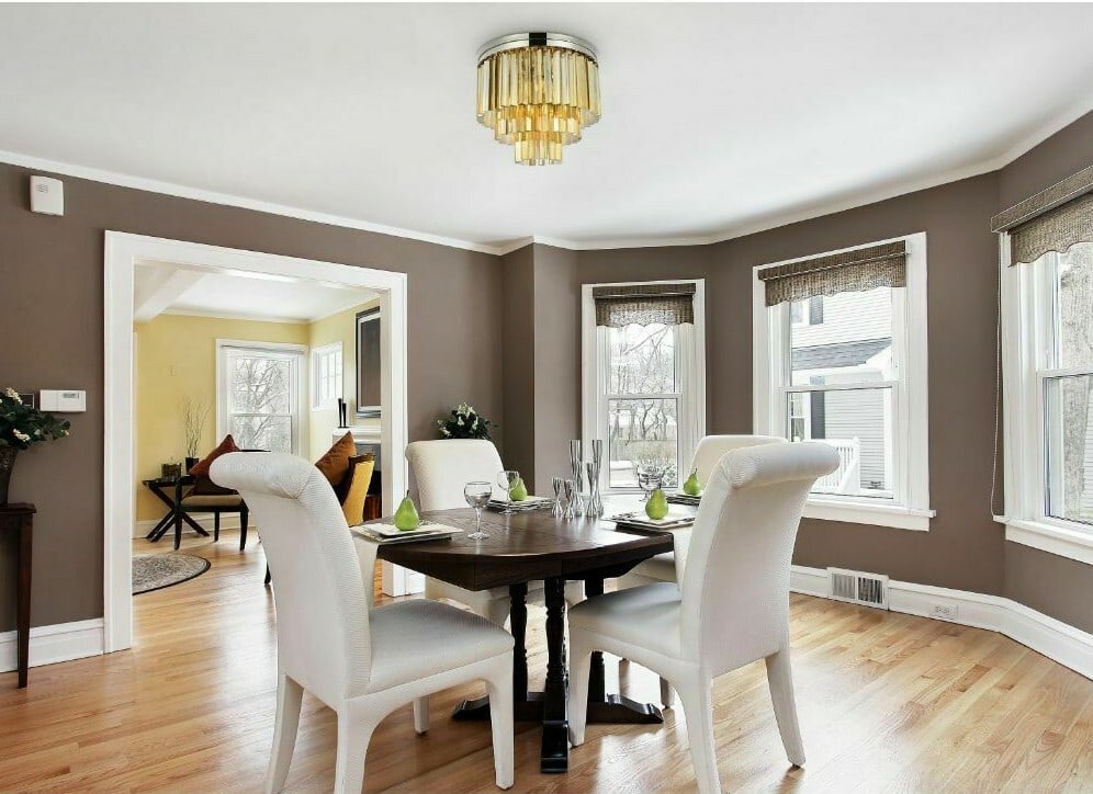 Sydney 9-Light Flush Mount Chandelier with Golden Teak Crystal and Polished Nickel 20 Inch: Sydney 9-Light Flush Mount Chandelier with Golden Teak Crystal and Polished Nickel 20 Inch This contemporary flush mount chandelier features a polished nickel frame adorned with golden teak royal cut