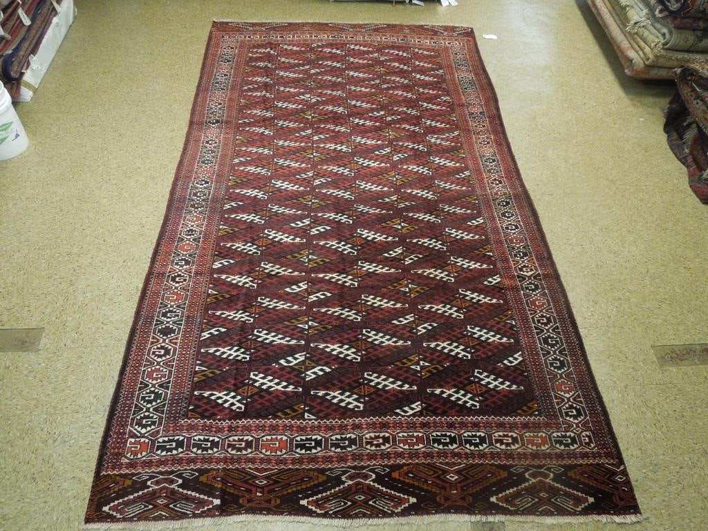Antique Russian Turkmen Bokhara Yamud Rug 6'9" x 12' Hand-Crafted (1 of 6)