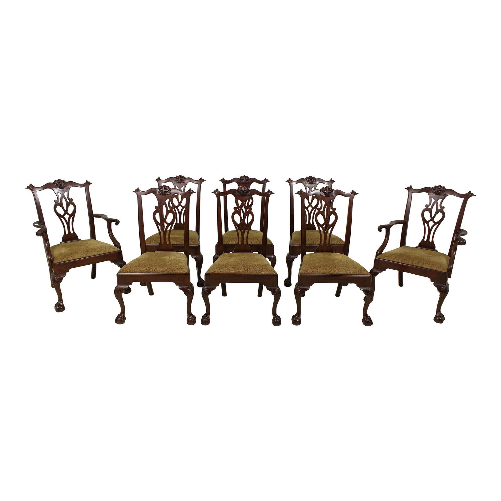 Set of 8 Henkel Harris Model 112 Mahogany Chippendale Dining Chairs (1 of 10)