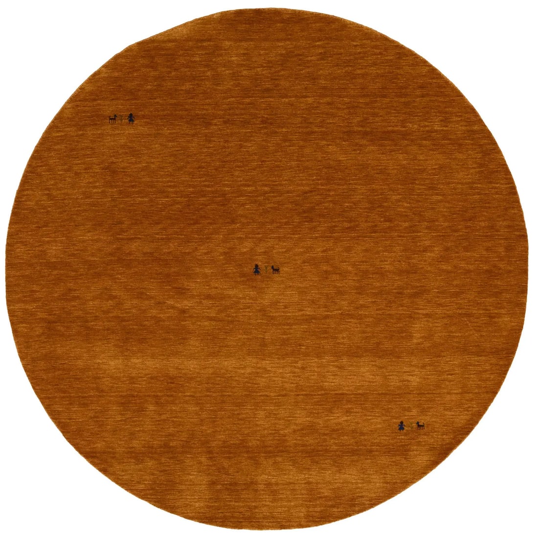 8' Round Wool Area Rug Modern Pictorial Tribal Style for Kids Room: 8' Round Wool Area Rug Modern Pictorial Tribal Style for Kids Room This round Gabbeh-style rug features a vibrant orange color with a modern pictorial pattern, hand-loomed in India from wool. Designed