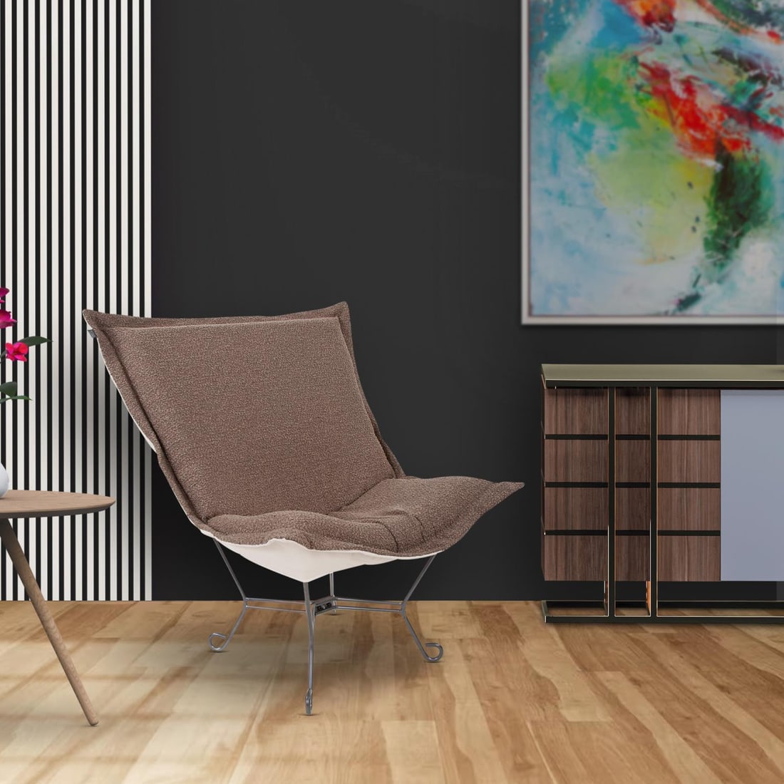 Howard Elliott Barbet Titanium Charcoal Chair for Modern Decor (1 of 18)