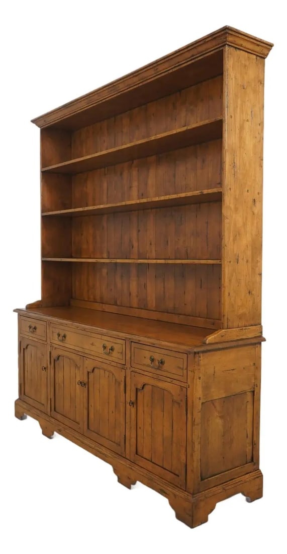 Country French Style Wooden Hutch with Distressed Look Two Piece Design (1 of 10)